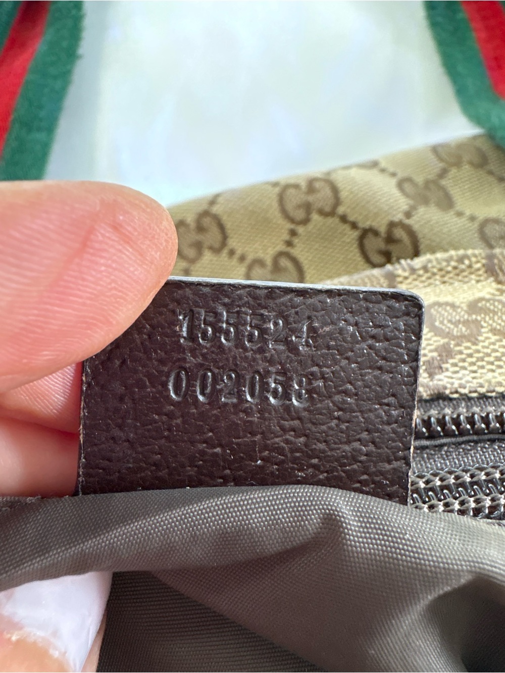 Gucci Beige GG Canvas Tote with Green and Red Web Handles - Picture 4 of 9